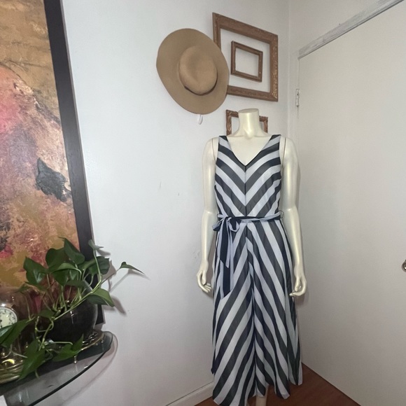 Tommy Bahama Women Blue White Chateau Stripe Midi Dress Size Small Belt A9 - Picture 4 of 10